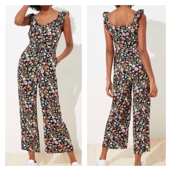 LOFT Pants & Jumpsuits New Loft Lily Tie Front Ruffle Jumpsuit